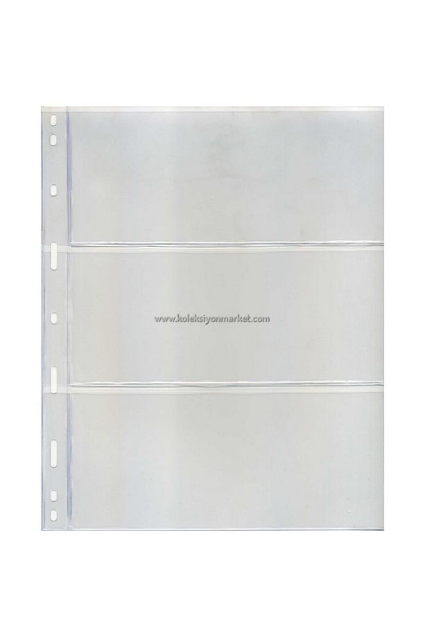 Koleksiyon Market-Teksöz-1323 Kağıt Para Sayfası Üç Bölmeli Şeffaf 10 Adetlik Paket - 1