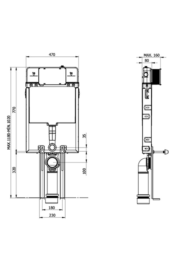 Concealed WC cistern for masonry walls, with chrome-plated flush plate included - 2