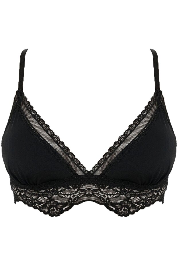 Siyah Yakaları Dantelli Mıcro Bralet Ds200475br - 1
