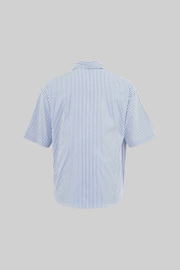 Erkek Stripe Oversize Mavi Striped Gömlek - 2