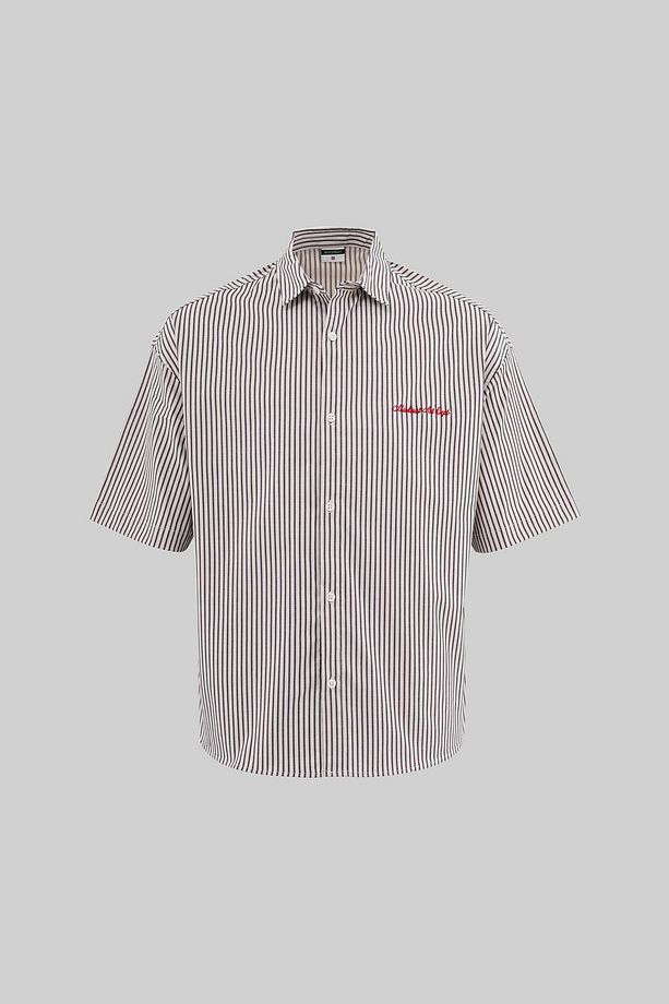 Erkek Stripe Oversize Siyah Striped Gömlek - 1