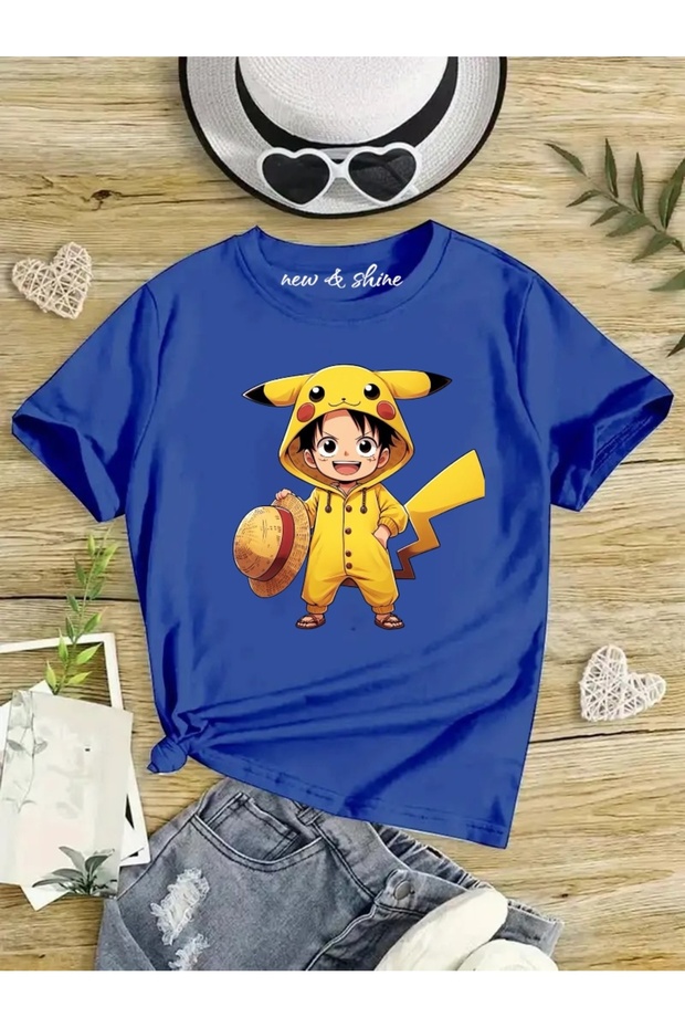 Pikachu Costume Luffy Printed Oversized Children's T-Shirt