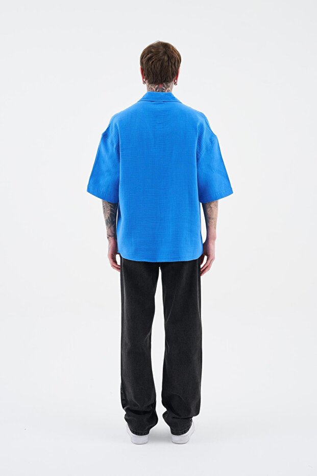 Erkek Basic Cotton Gömlek SAKS BLUE - 6