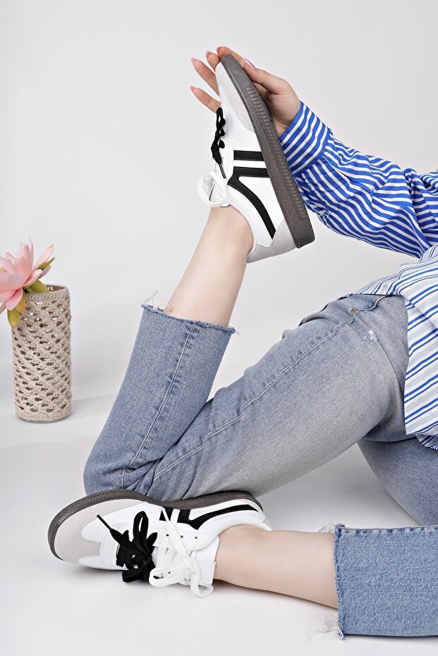 Retro Çift Bağcıklı Günlük Kadın Sneaker Spor Ayakkabı - 6