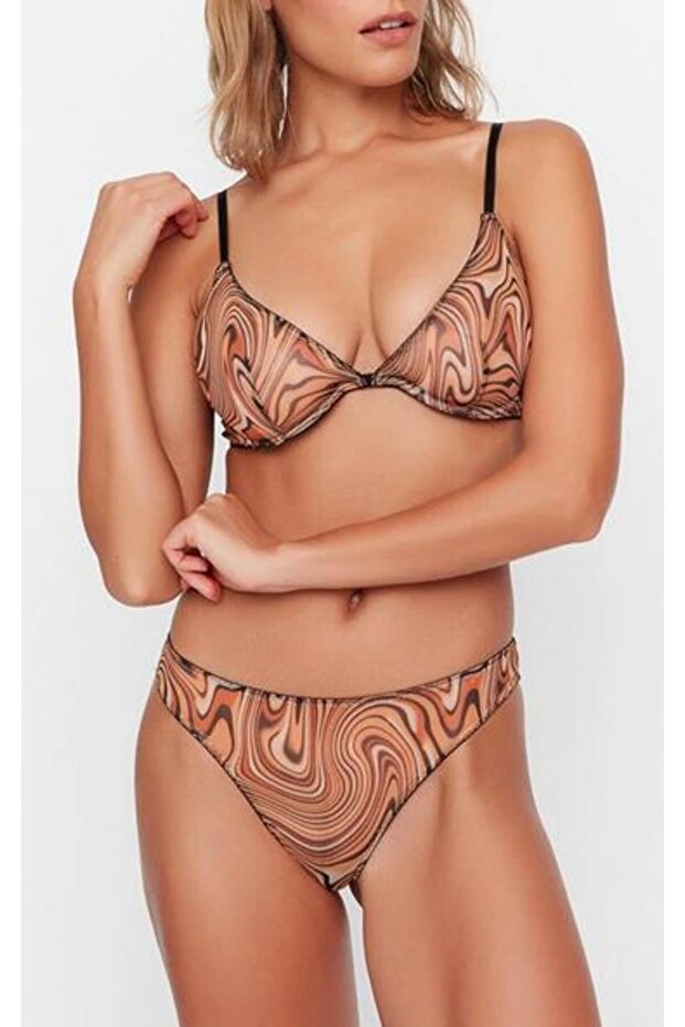 طقم ملابس داخلية من التول بدون غطاء بنمط تجريدي من Underwire DS200807CT