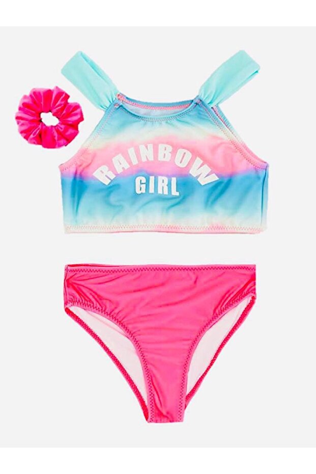 طقم بيكيني للفتيات بطباعة متدرجة الألوان - 1