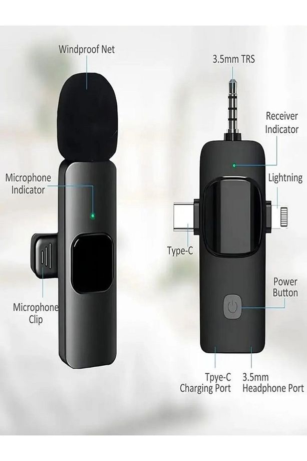 3in2 Yaka Mikrofonu Type-c Iphone Jak Giriş Telefon Uyumlu 20m Wirelees Yayın Youtuber Tiktok Skype - 8