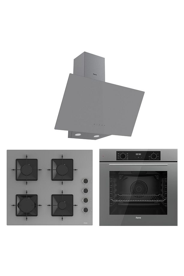 Flowart Ventora Plus Gri 3'lü Ankastre Set ( QBL63CPR-SS208-D079 ) - 1