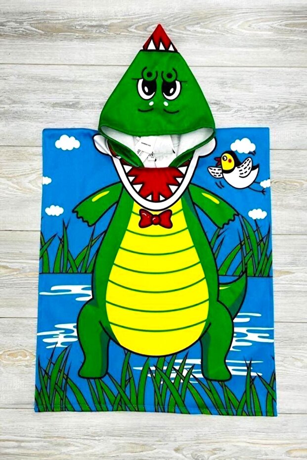 New Season 100% Cotton Cartoon Character Patterned Hooded Children's Poncho Bathrobe (Beach - Pool - Bathroom)
