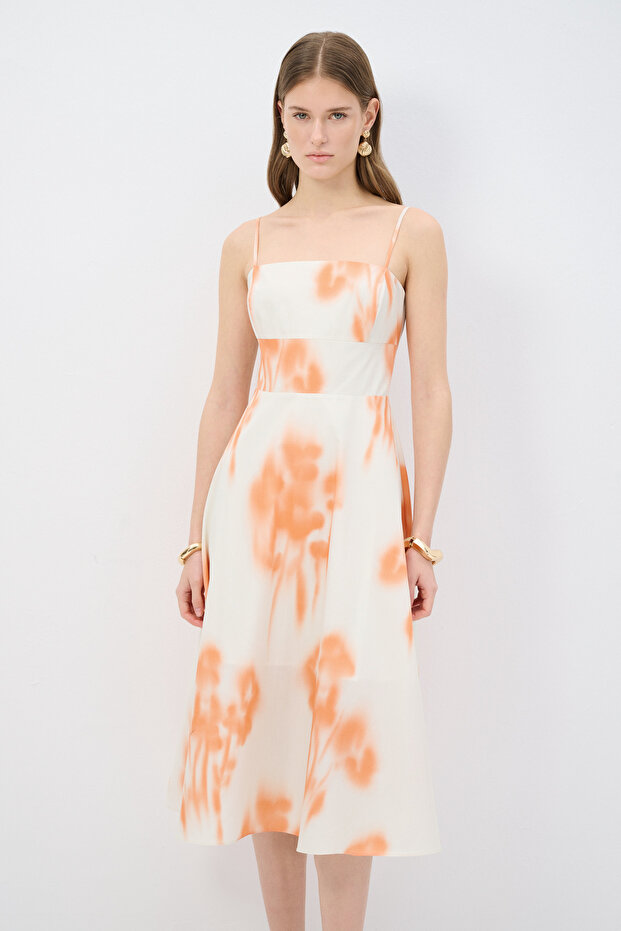 Askılı Desenli Elbise - 4