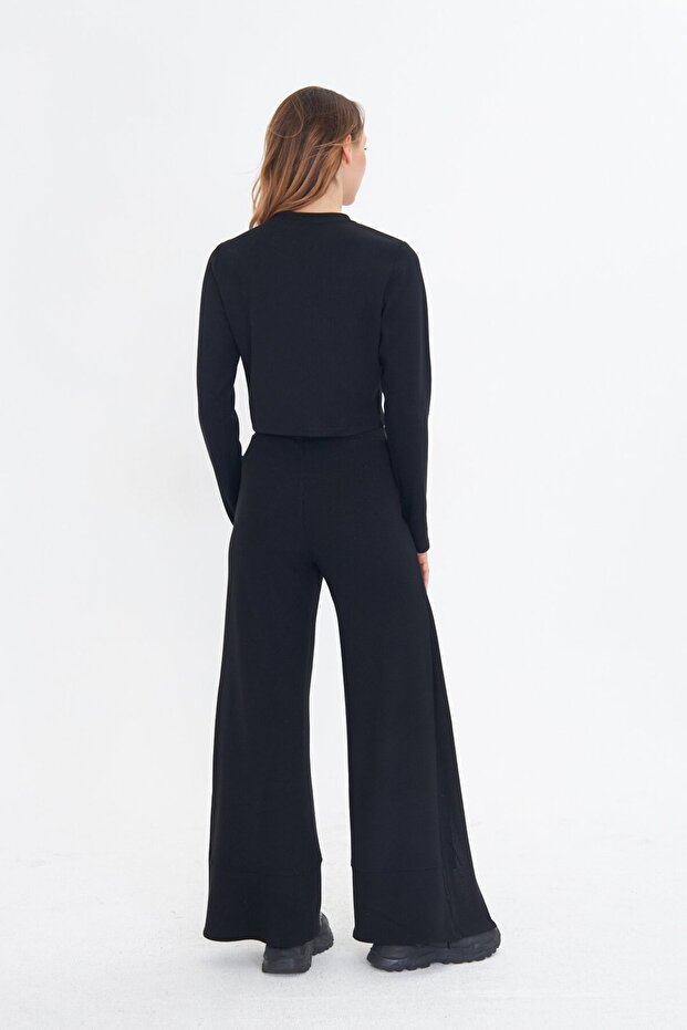 SİYAH TRİKO CROP BLUZ - 7