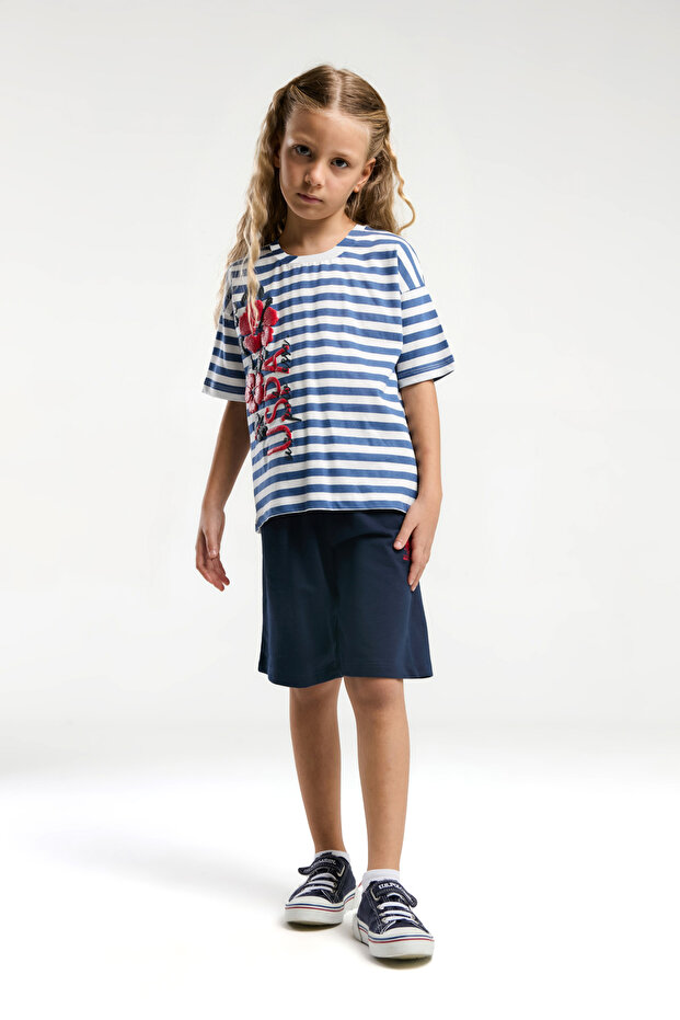 U.S. Polo Assn. Girl, Licensed, T-Shirt Shorts, Bottom Top Set