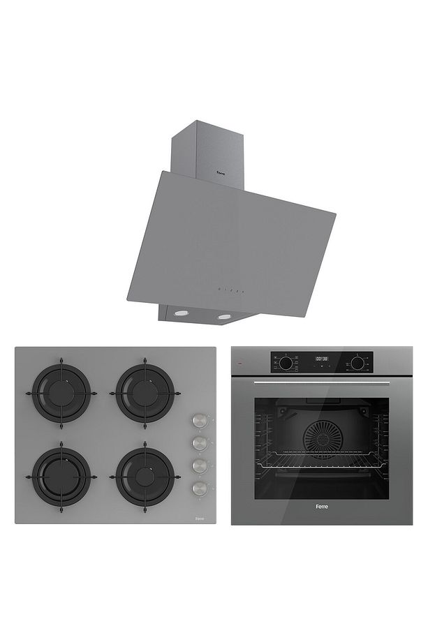 Flowart Lumora Plus Gri 3'lü Ankastre Set ( QBL63CPR-CS208-D079 ) - 1