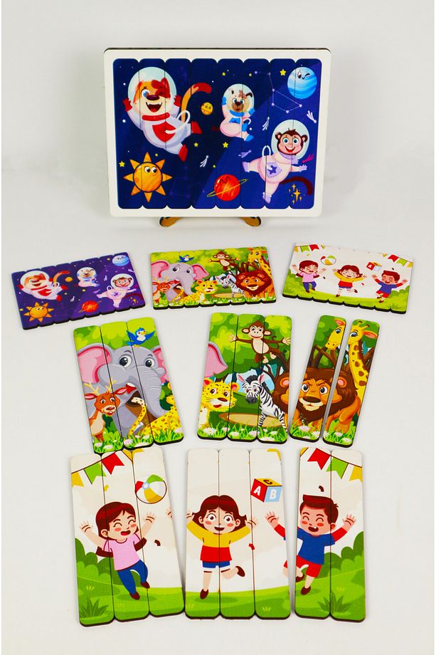 Ahşap Çubuk Puzzle, 3lü Set Puzzle, , Montesorri Puzzle ÇB302 - 3