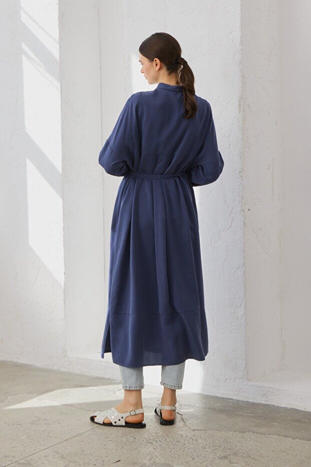 Oversize Gömlek Lacivert - 4