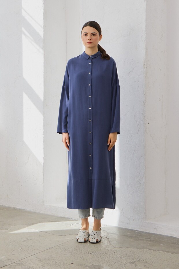 Oversize Gömlek Lacivert - 3