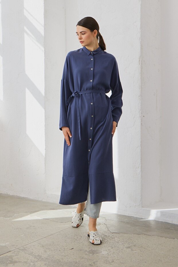Oversize Gömlek Lacivert - 1