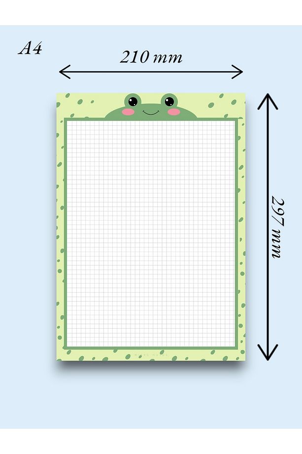A4 Kurbağa Desenli Notepad - Not Defteri - Bloknot - 2