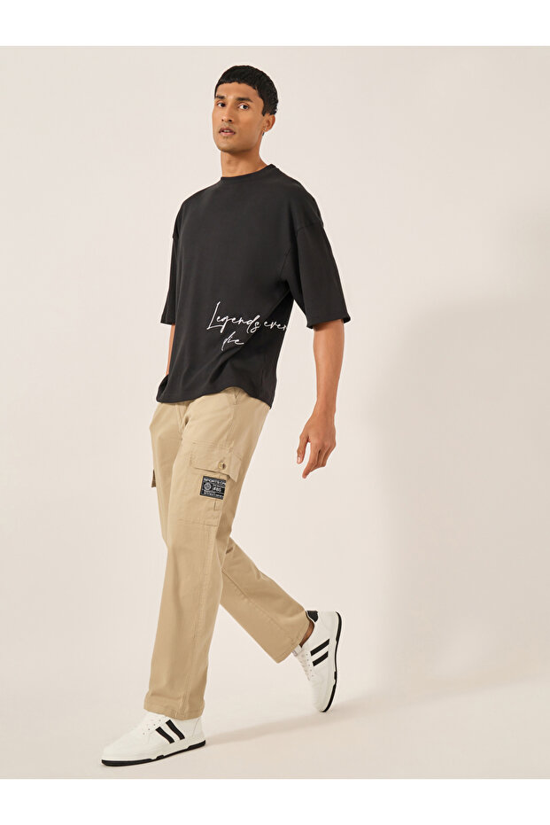 Relaxed Fit Cargo Pants with Badge Detail