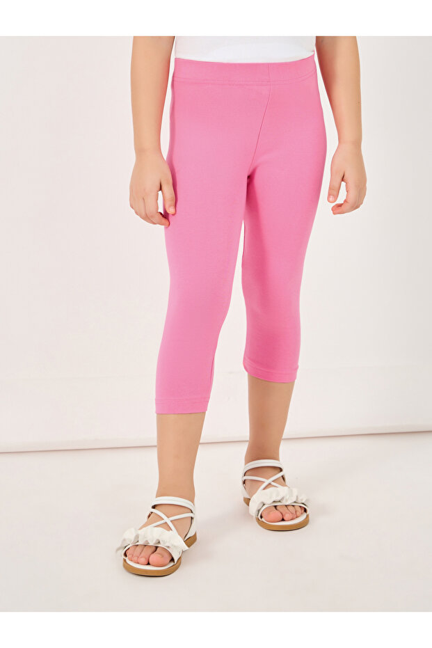 Elastic Waistband Basic Capri Length Leggings