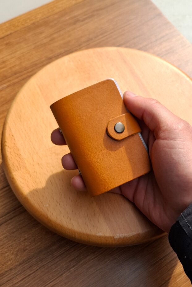 Gift Card Holder Genuine Leather Transparent 10 Compartments Mini Card Holder Business Card Holder 9 X 8 cm