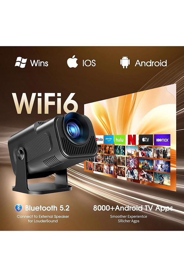 Mini Projektör, 4K FHD 1920x1080P 180° Taşınabilir Projektör, 2.4/5G WiFi ve BT 5.0, Android ve iOS - 4