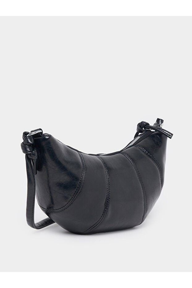 Textured Shoulder Bag with Zip Closure
