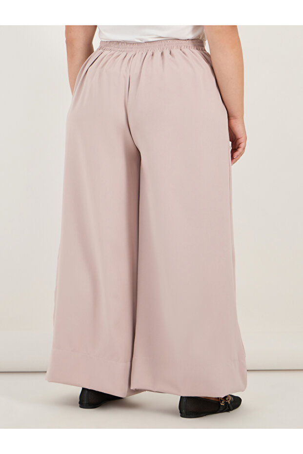 بنطلون واسع الساق عالي الخصر بمقاس كبير - 4