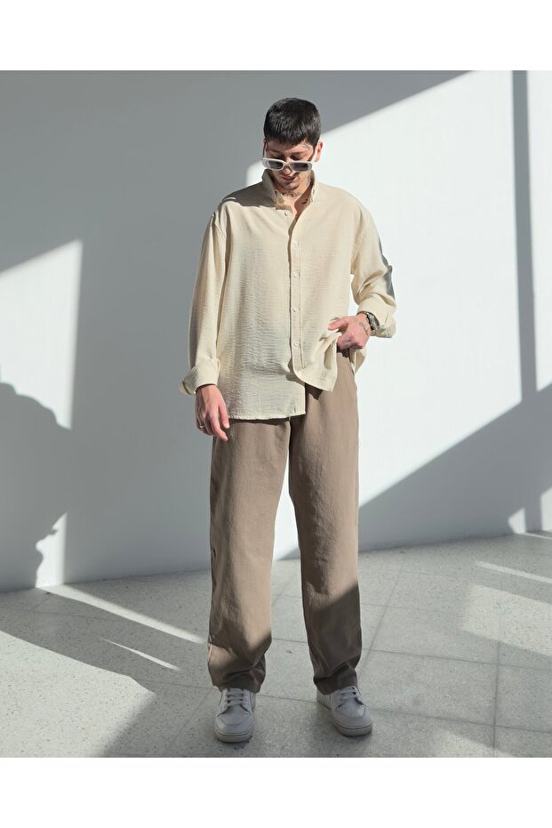 Oversize Keten Gömlek - 1