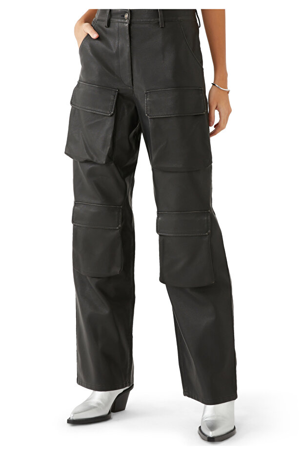 Suni Deri Cargo Pantolon - 5
