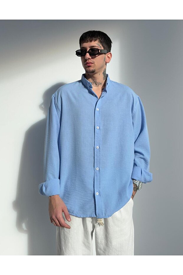 Oversize Keten Gömlek - 2