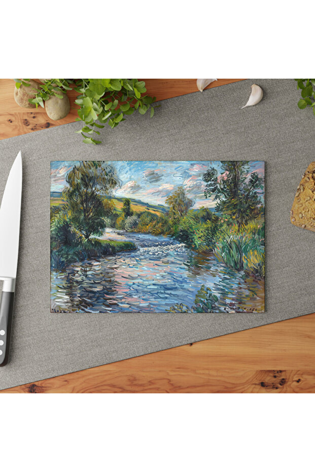 لوح تقطيع زجاجي مزخرف من Monet Art - تصميم أنيق، مضاد للخدش، سهل التنظيف