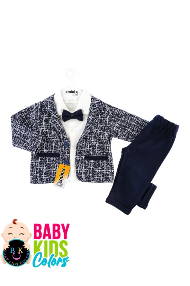 Baby Boy's 4-Piece Striped Stylish Suit with Bow Tie and Jacket
