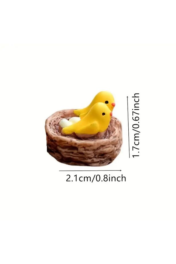 Yumurtalı Yuva Ve Kuş Figürü – Teraryum Ve Dekoratif Biblo Aksesuar - 4