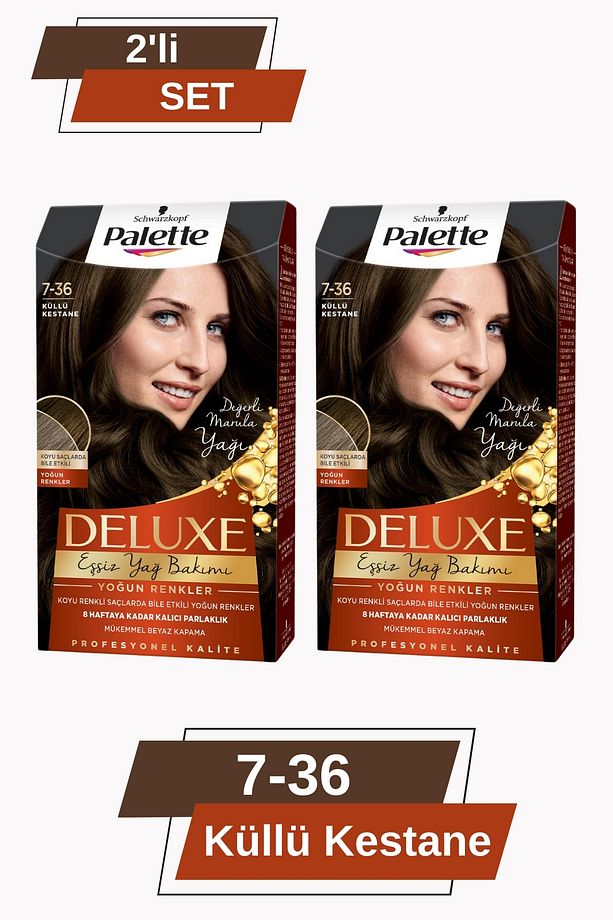 Deluxe Yoğun Renkler 7-36 Küllü Kestane X 2 Adet Saç Boyası - 1