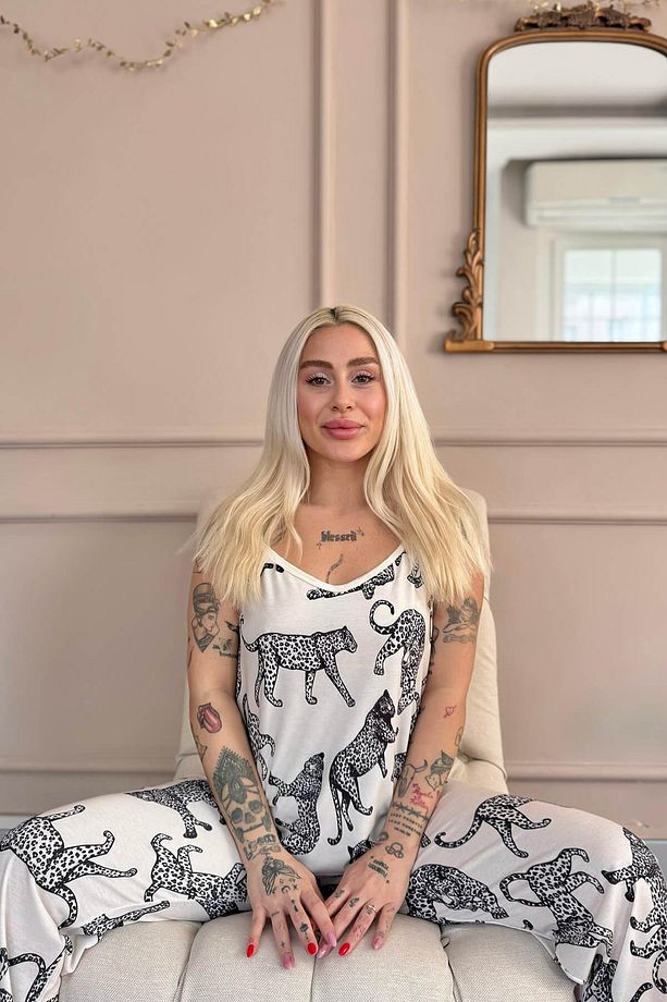 Panther Dantelli Ip Askılı Örme Kadın Pijama Takımı - 3