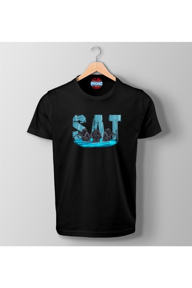 Underwater Assault Sat Printed Black T-Shirt
