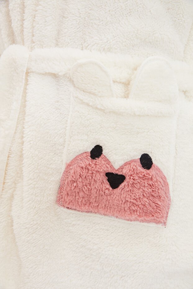 Wellsoft Winter-Strickmantel mit weißem Gürtel und Tierfiguren und Kapuze THMAW21SB0002 - 4