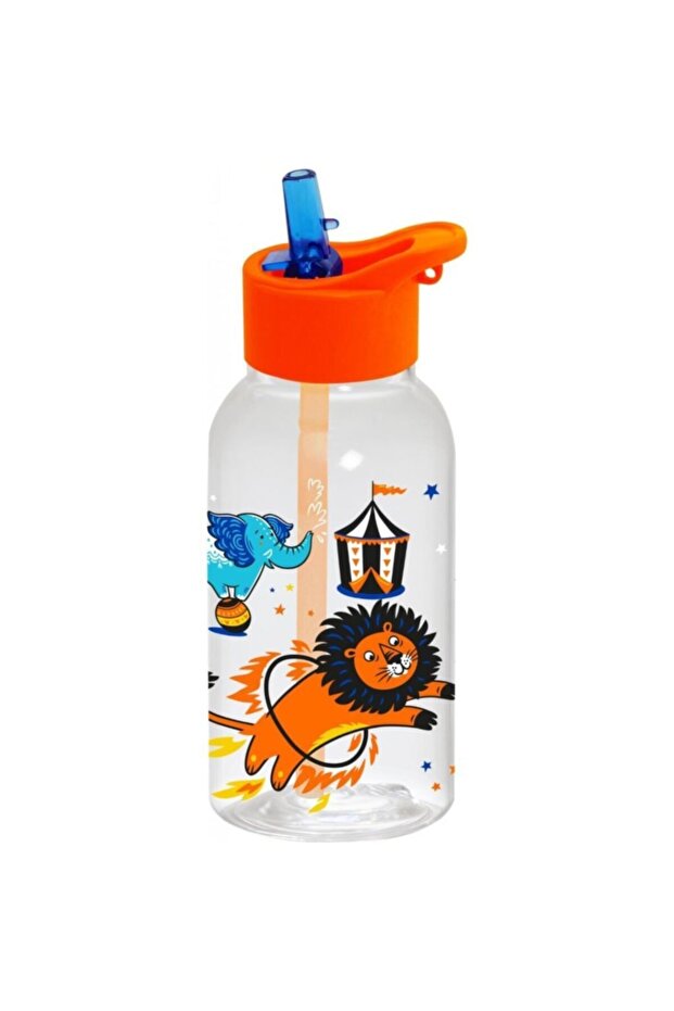 زجاجة مياه منقوشة بسعة 460 سم مكعب مع قش دائري - 1