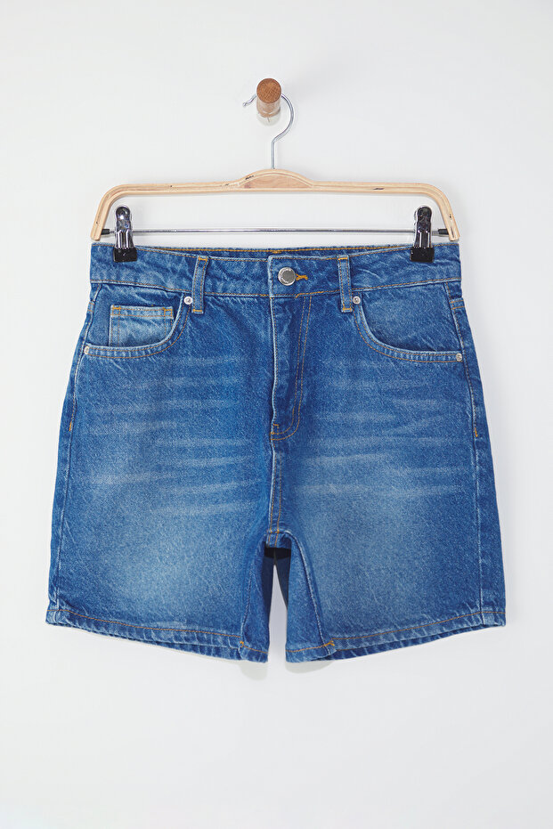 Mavi Yüksek Bel City Boy Denim Şort TWOSS25SR00172 - 5
