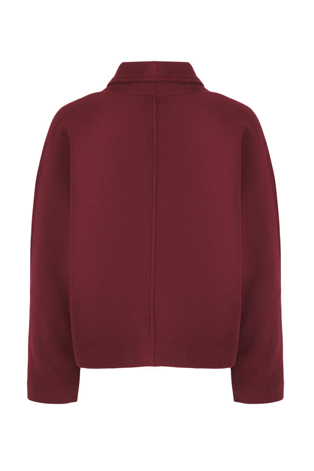 Bordo Oversize Yünlü Kısa Ceket Kaban TWOAW25KB00047 - 8