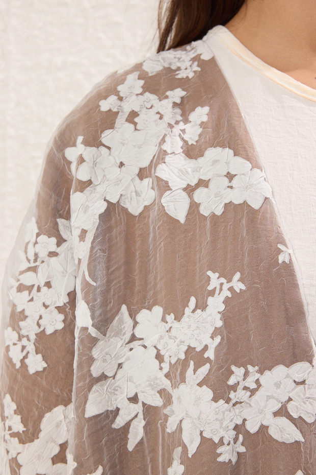 Kahverengi Organze Detaylı Dokuma Kap & Ferace TCTSS25KF00001 - 2