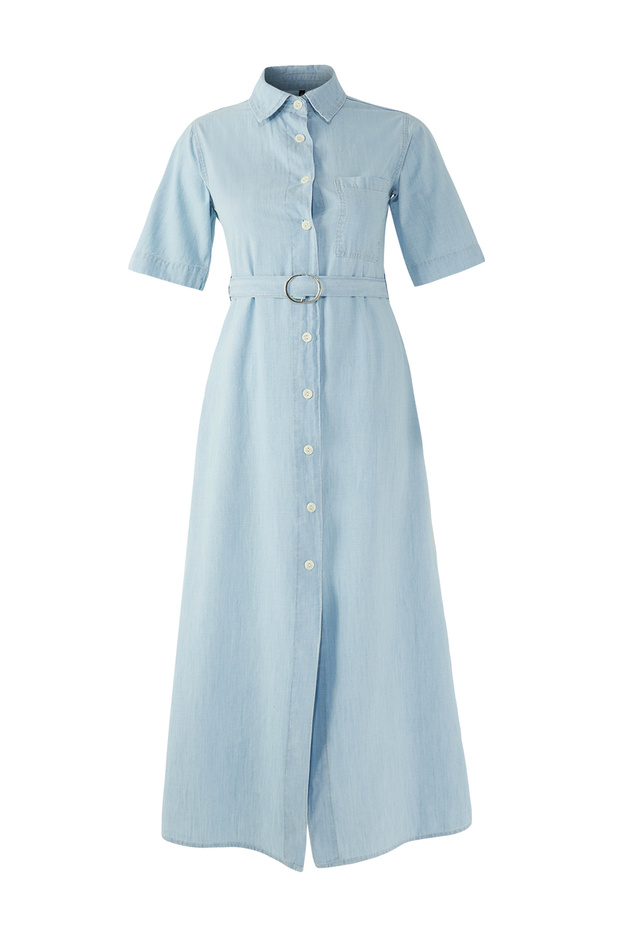 Mavi Kuşaklı Midi Denim Gömlek Elbise TWOSS25EL00748 - 5