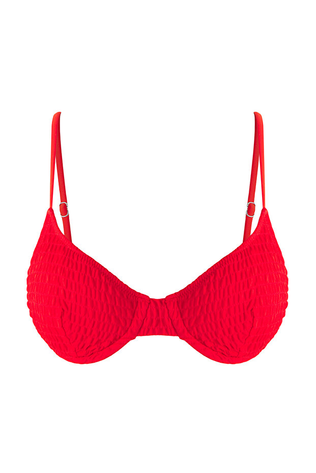 Kırmızı Gipeli Balconette Kaplı Bikini Üstü TBESS25BU00053 - 7