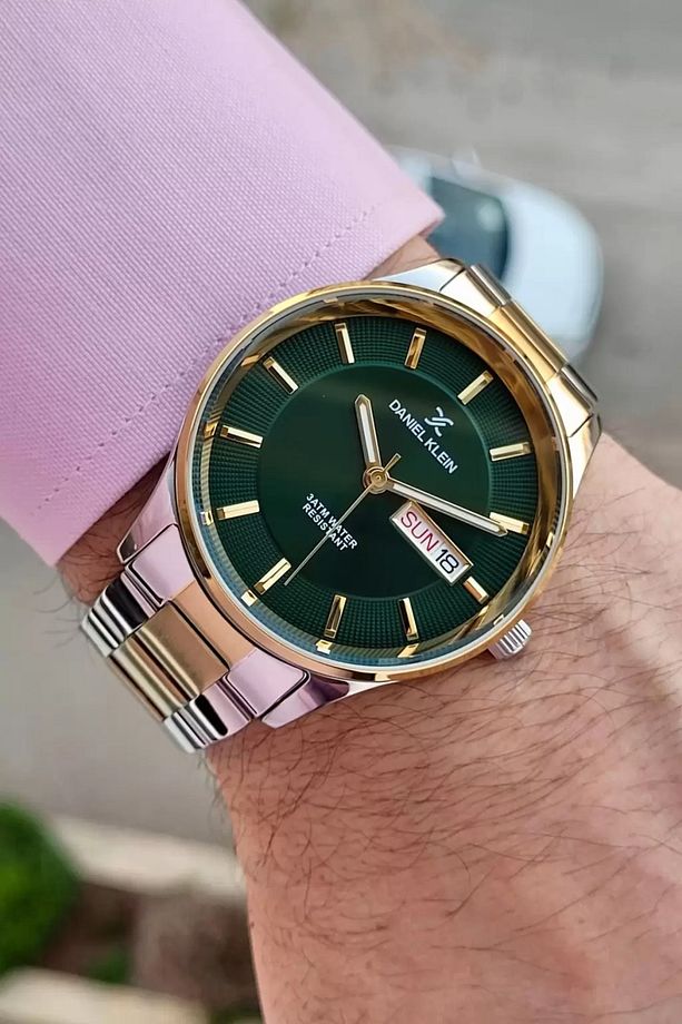 Kadranı Yeşil Altın Metalik Renk 2 Yıl Garantili 44 Mm Erkek Kol Saati - 2
