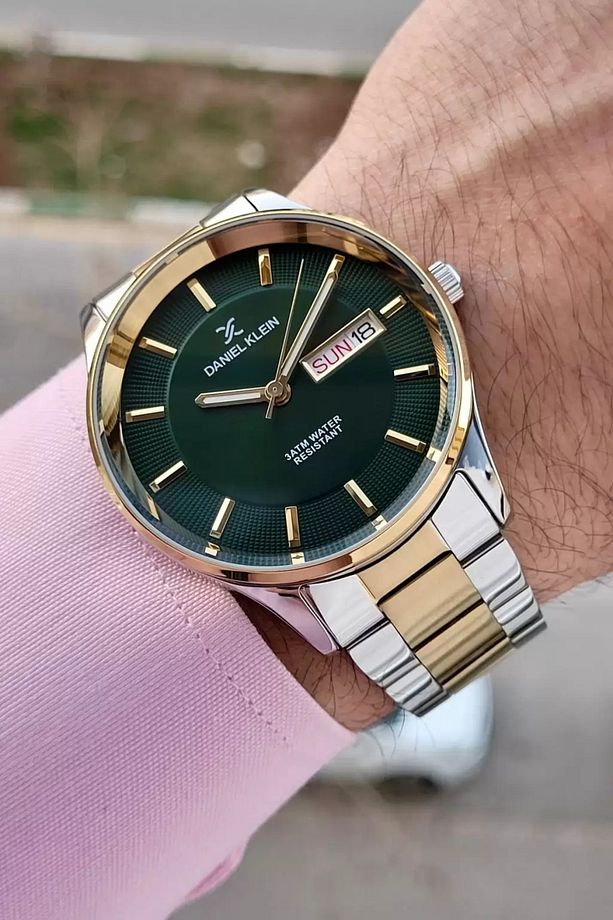 Kadranı Yeşil Altın Metalik Renk 2 Yıl Garantili 44 Mm Erkek Kol Saati - 1