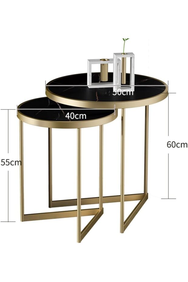 Nesting coffee table set of two round tables - 2