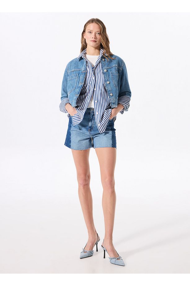 Normal Bel Basic İndigo Kadın Denim Şort F5SL-SHT0337 - 1