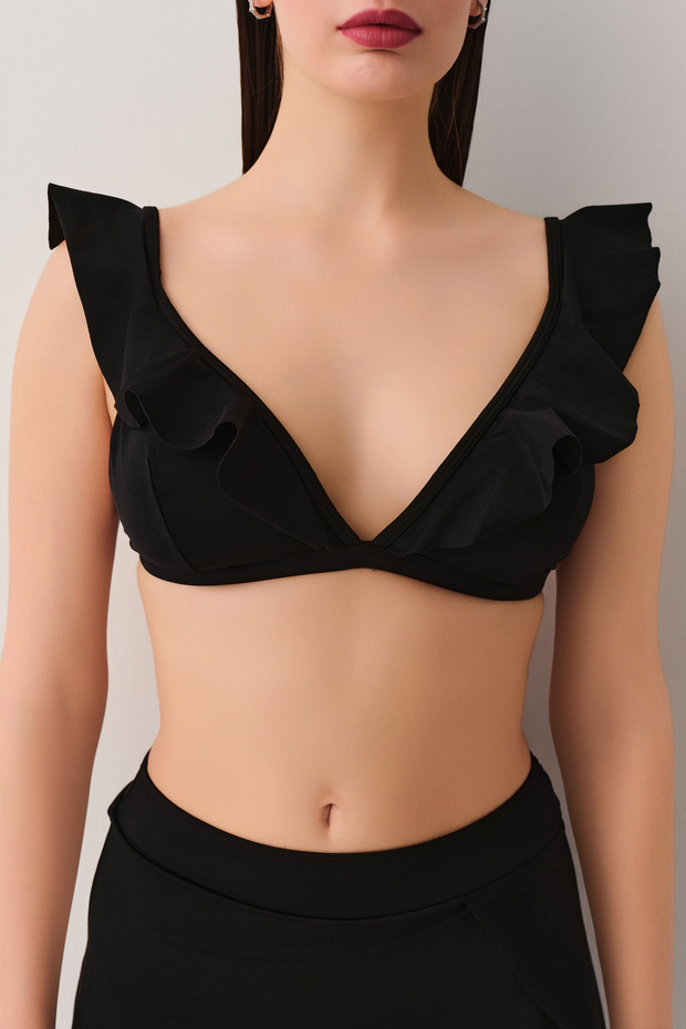 Volanlı Üçgen Bikini Üst - 3