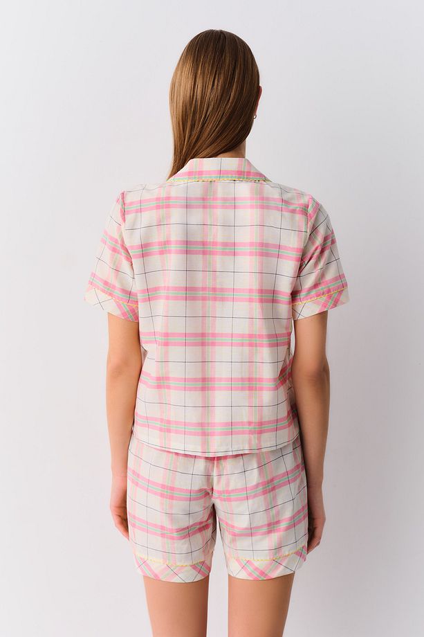 Plaid Maskülen Şort Pijama Takımı - 4
